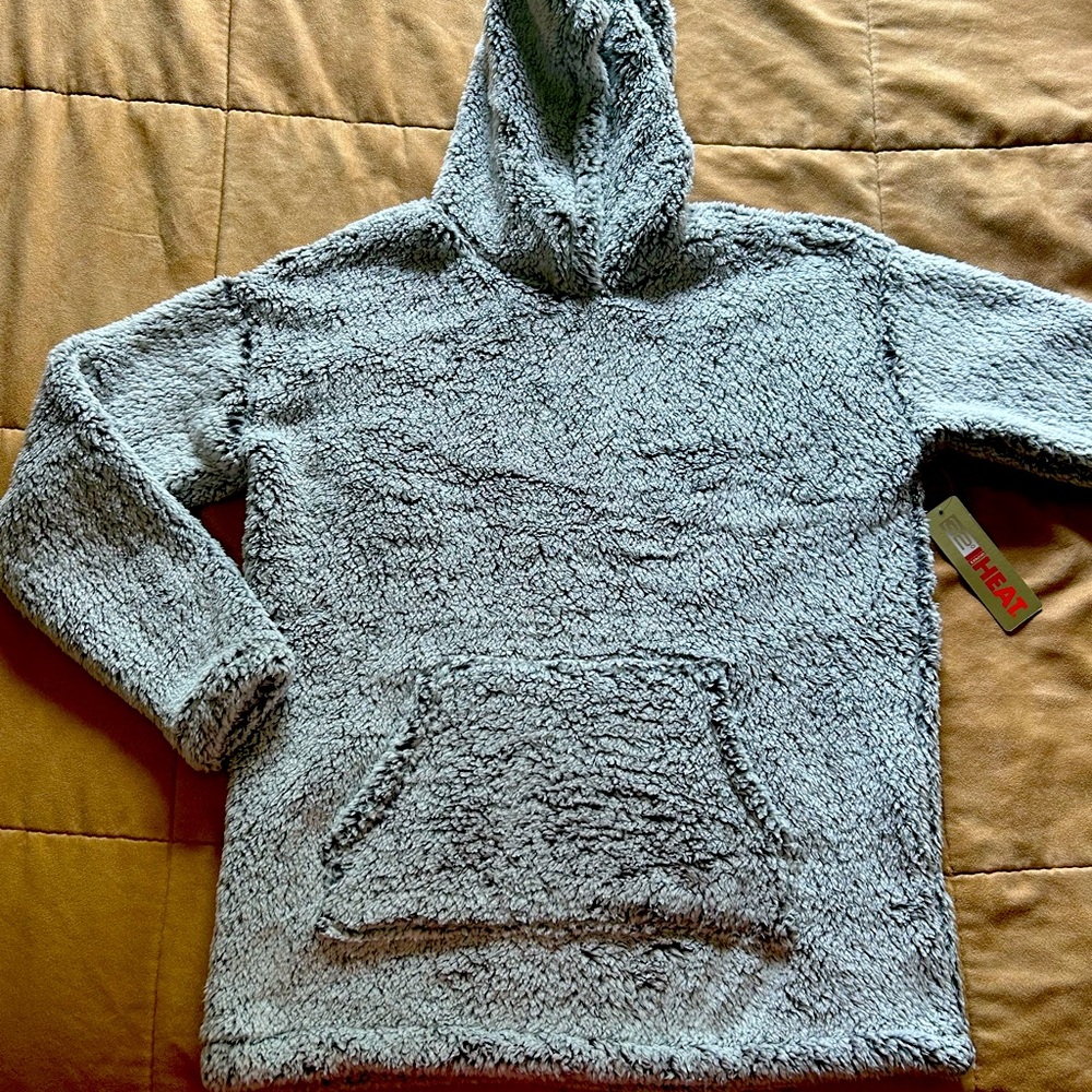 NWT - 32 Degrees Women’s Sherpa Pullover Hoodie - Black Marled Heather - size M